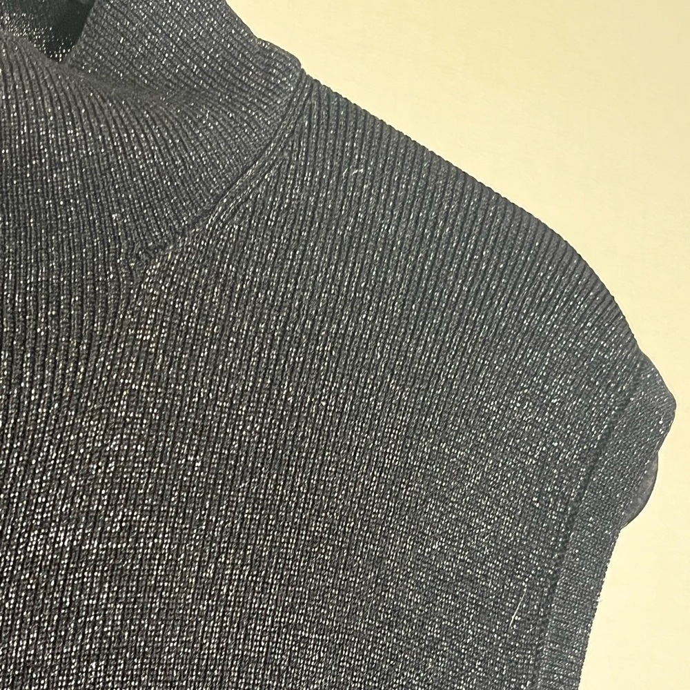 Coldwater Creek Women’s Size L Shimmery Black Silk Blend Sleeveless Knit Top - Picture 5 of 6